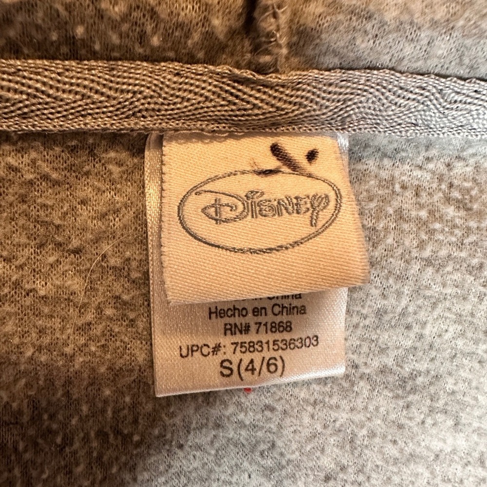 Disney Winnie the Pooh Gray Zip Up Hoodie Embroidered Applique Adult Small 4/6 - Picture 4 of 6